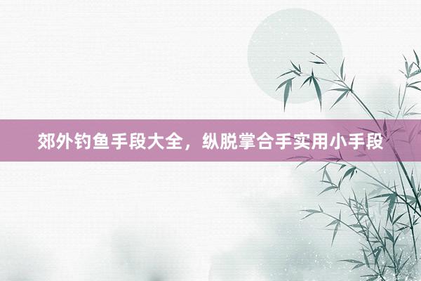 郊外钓鱼手段大全,纵脱掌合手实用小手段